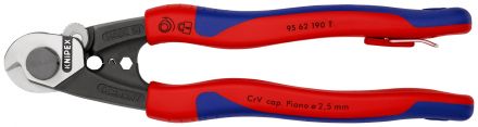 Coupe-cable 190mm ø2,5-4-5-7mm antichute KNIPEX - 95 62 190 T BK