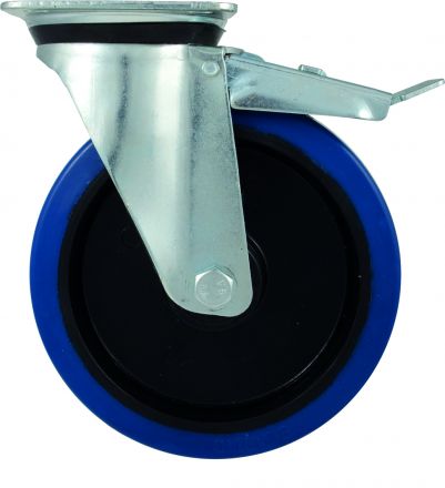 Roulette pivot.+frein chape zinguee bandage bleu d.80 120kg - 26450