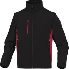VESTE DELTA PLUS SOFTSHELL 96% POLYESTER 4% ELASTHANNE MANCHES AMOVIBLES NOIR ROUGE - MYSE2NR0