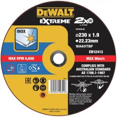 Disque à tronçonner l'inox Extreme 230x22,2mm, épaisseur 1 9mm, moyeu plat DEWALT - DT43939-QZ
