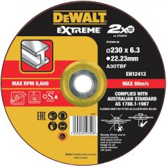 Disque à meuler le métal Extreme 230x22.2mm, épaisseur 6mm, moyeu déporté DEWALT - DT43949-QZ