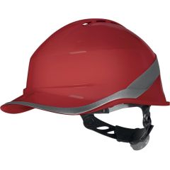 Casque de chantier rouge ventilé forme casquette baseball - serrage rotor DELTA PLUS - D020DIAM6WTRROFL