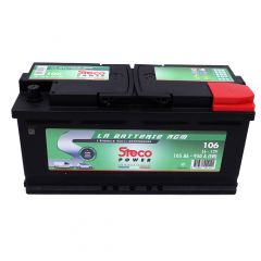 Batterie 12V 105Ah 950A 393x175x190 mm système start&stop + stecopower - 106