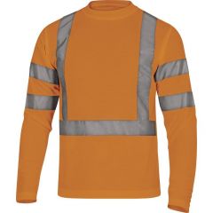 TEE SHIRT DELTA PLUS HV MANCHES LONGUES MAILLE PIQUEE 100% POLYESTER 235 G/M² ORANGE FLUO - STAROR0